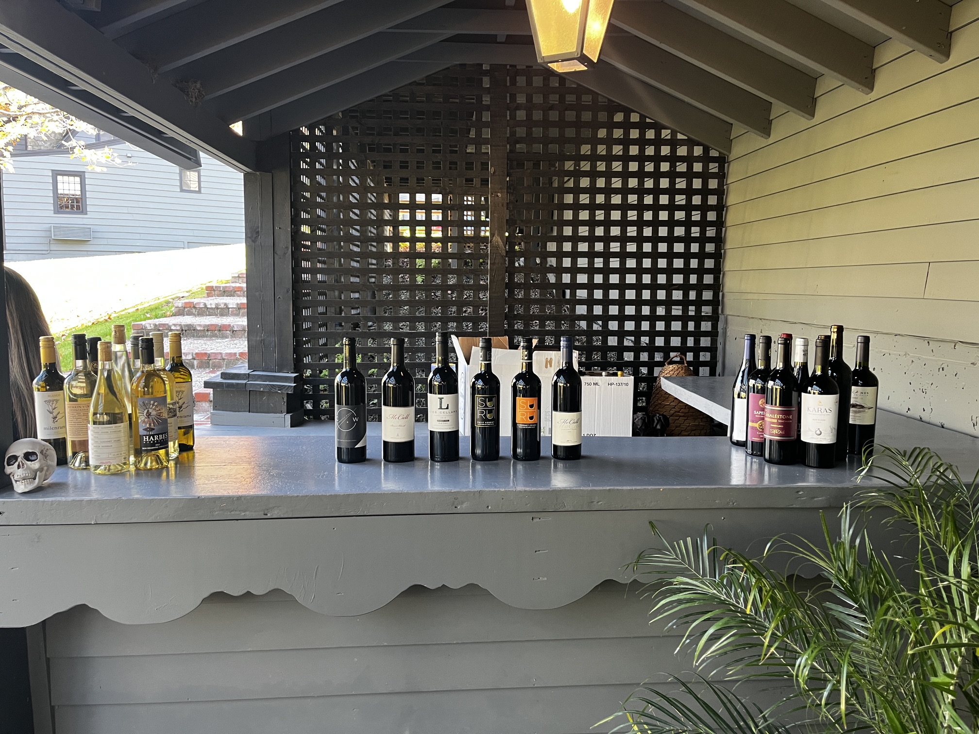 Wine selection set up for a wedding reception